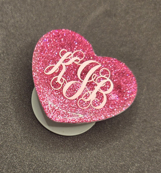 Monogrammed Heart Phone Grip