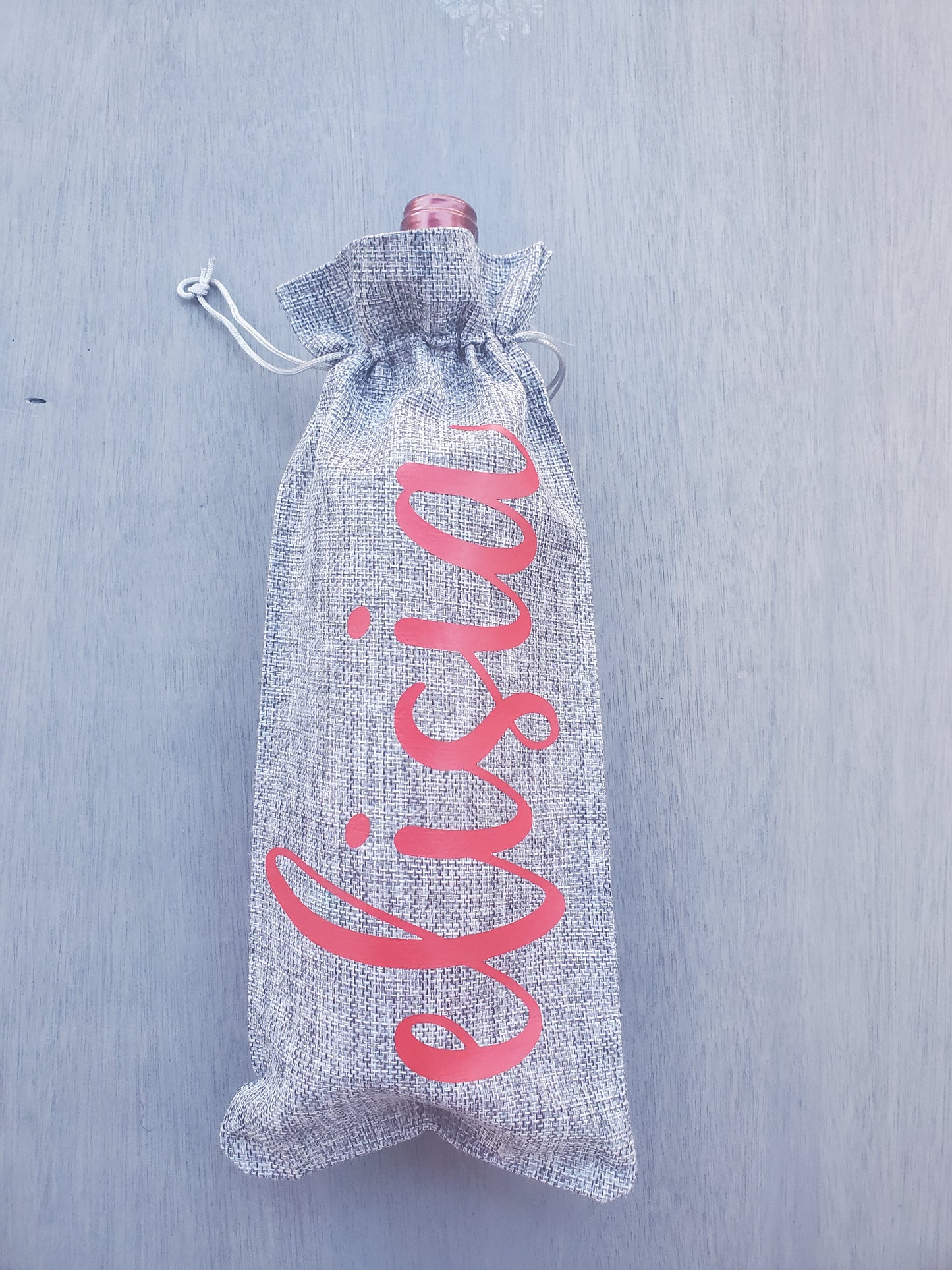 Custom Name Burlap Wine Bags