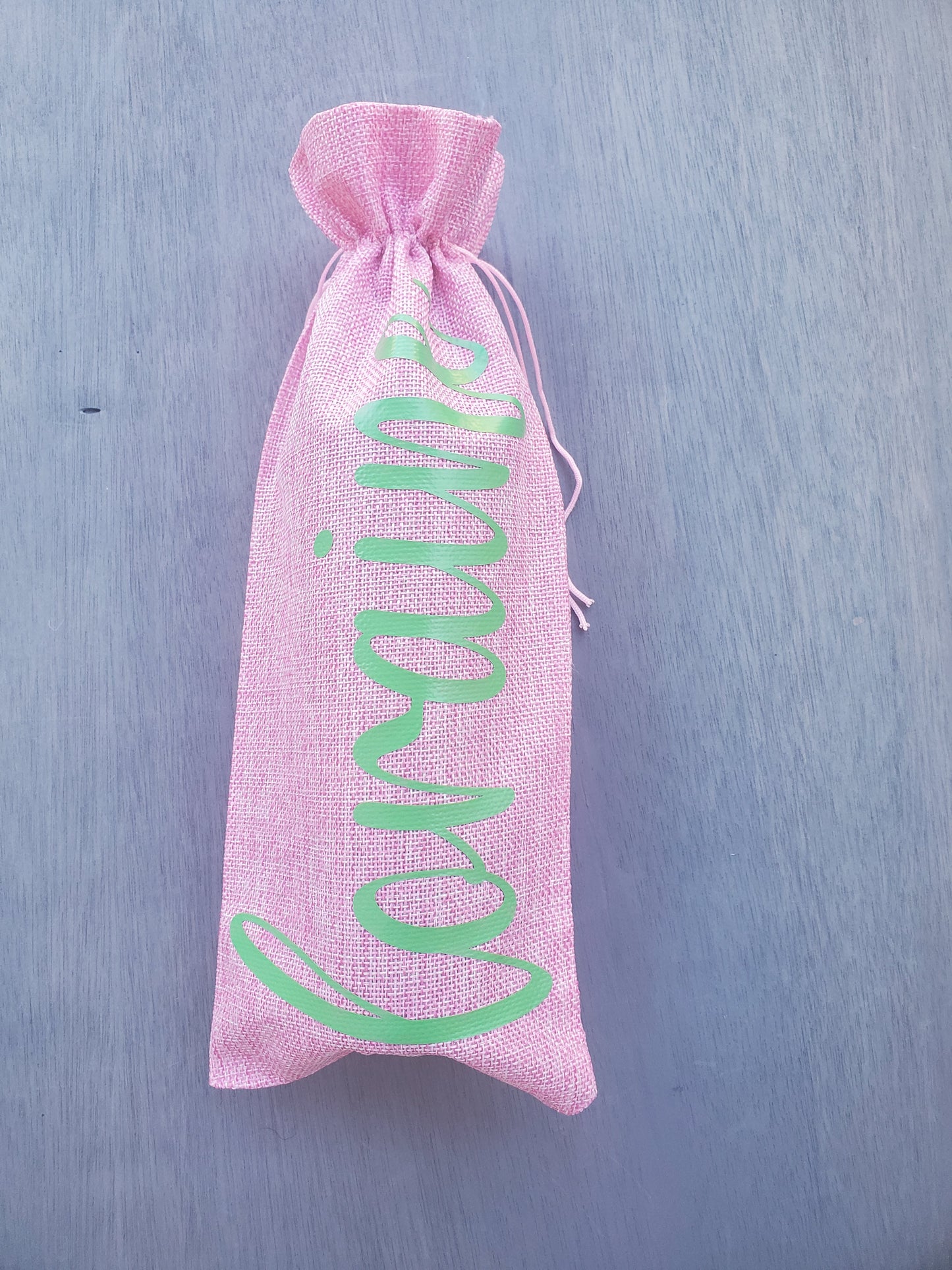 Custom Name Burlap Wine Bags